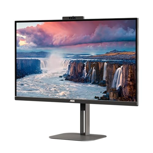 AOC Q27V5CW - Monitor da 27 Pollici QHD, Webcam, Speaker, Regolabile in Altezza 2560 x 1440, 75 Hz,...