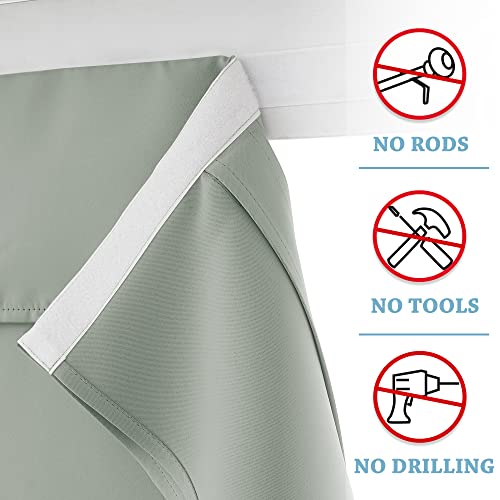 RYB HOME French Door Blinds 80 inch Length, Room Darkening Energy Smart Window Curtains for Door Window French Door Patio Door, W26 x L80 inch, Grayish Green, 1 Panel