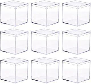 Cabilock 9pcs Clear Acrylic Display Boxes Square Cube Candies Box Lucite Boxes Storage Containers Organizer for Gifts Party Favors Treats Pill Jewelry 6. 5X6. 5cm