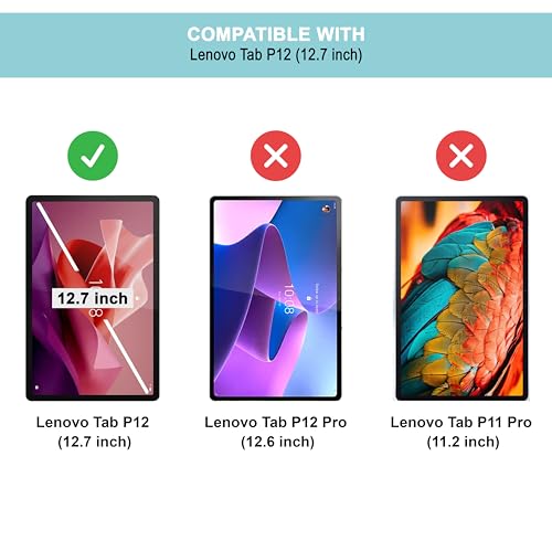 Image of CEDO Tri-Fold for Lenovo Tab P12 (12.7 in) Smart Case Flip Cover with Multi Viewing Angles Stand | Leather Finish | Heat Dissipation | TPU Backcover (Black)