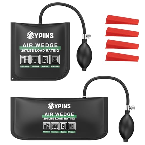 EYPINS Montagekissen Set, 2 Stück Luftkissenheber Spreizkissen bis 200KG mit 4 Kunststoffkeil, Air Wedge Pump Wedge Montage Montagehilfe für Tür Fenster Installation, Auto-Reparatur | Groß Mittel
