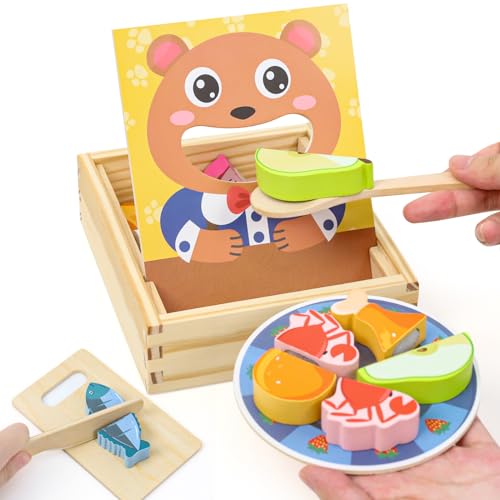 Wooden Baby Feeding Toy-Montessori Pretend Play Food Set for Todd...