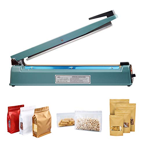 16 inch 400mm Impulse Sealer, Manual Bag Sealer Heat Sealer, Adjustable Timer Electric Heat Seal Bag Sealer Sealing Machine with 2 Free Replacement Kit And 100 Pcs Sealing Bags, Blue