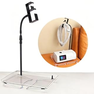 CPAP Hose Holder & Bedside Organizer - Wall-Damage-Free CPAP Stand with Retractable Hook & Protective Tray, Hanger for CPAP Mask/Tubing, Storage for CPAP Accessories, Keeps Bedside Neat