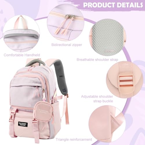 Image of TS WITH TECHSUN College Laptop Backpack for Women & Teens with Zipper Pouch | School Bag for Girls 13-14 Years | 18 Inch Book Backpack - Cute Accessory | Travel School Bag - Camping, Tuition, Coaching