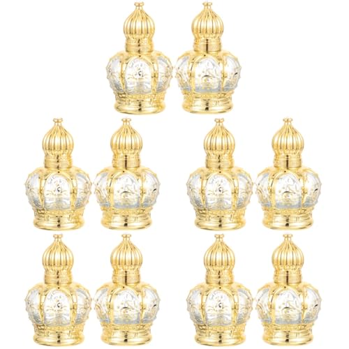 Image of Housoutil 10ml Essential Oil Glass Roller Bottle, 10PCS Refillable Vintage Perfume Bottles, Middle Eastern Style Glass Roll on Dispenser with Cap for Thai Amulet Essential Oil Catholic Baptism
