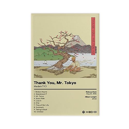 MadeinTYO – Thank You Mr Tokyo – Poster sur toile pour décoration murale pour salon, chambre à coucher, style sans cadre, 20 x 30 cm