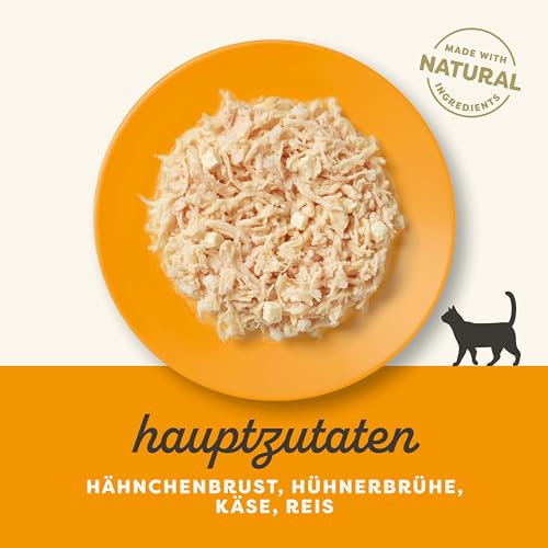Applaws 100% natürliches Premium-Nassfutter für Katzen, Hühnerbrust mit Käse in Brühe - Packung mit 24 x 156g Dosen