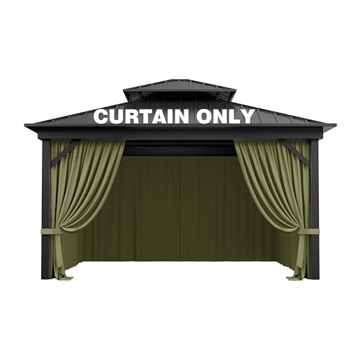 Pakunoda Outdoor Gazebo Curtain Replacement Universal 4-Panel Sidewalls 12' X
