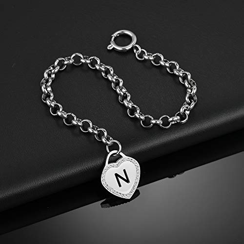 Image of CaleesLLC Letter A to Z Initial Charm Bracelet Adjustable Stainless Steel Anklet Personalized Wrist Link for Women
