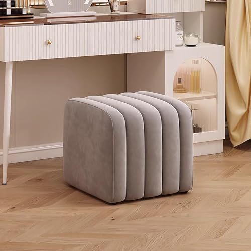 MSHGSKU Banco de Terciopelo para Guardar Zapatos, otomana de Madera Maciza para el pie de la Cama, reposapiés Suave para Sala de Estar, Dormitorio, Pasillo, vestidor (40x40x40cm, Gris)