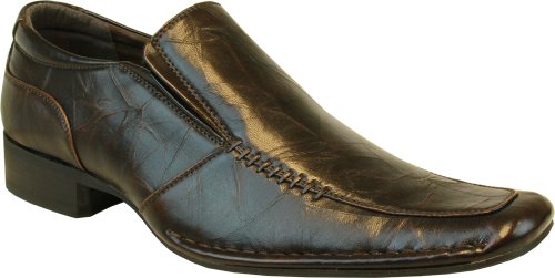 CORONADO Men's Dress Shoes BARON Fashion Loafer Style with a Point Moc Toe and Leather Lining Brown 8.5M
