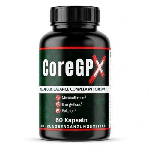 Core GPX Original von ZENICAPS 60 Stoffwechsel Kapseln mit Chrom & Jod Chrom für normalen Makronährstoffwechsel Jod für Energiestoffwechsel mit Grüntee grünem Kaffee L-Carnitin & L-Tyrosin