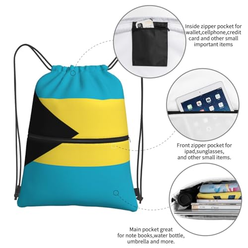 Flag of the Bahamas Drawstring backpack sports gym bag waterproof material suitable for gym shopping sports yoga, travel.4