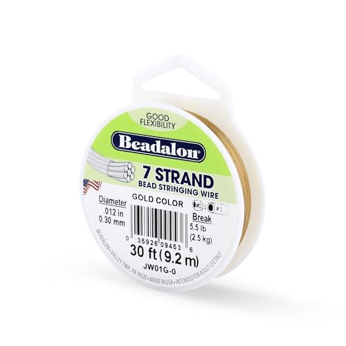Beadalon 7-Strand Stainless Steel Beading Wire, .012 in / 0.30 mm - Gold
