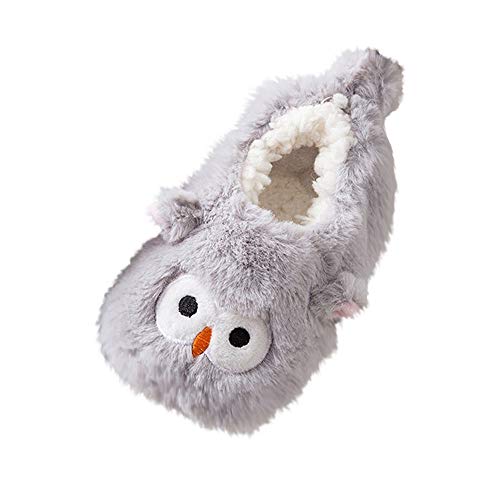 Baby Lined Fleece Booties Soft Soles Winter Warm Animal Non-Skid Toddler Kid First Walkers Slippers Shoe (Age: 3.5-5 Years Old, Gray)