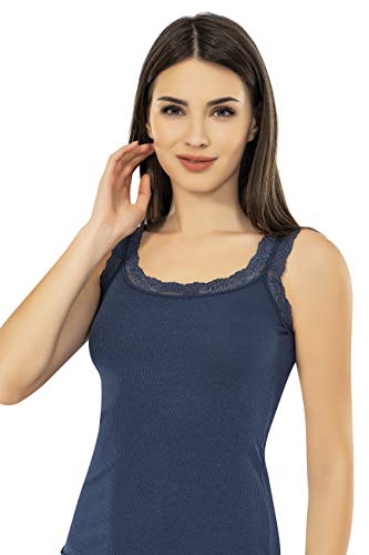 Image of VAVONNE Lace Camisole Tank Tops for Women, Soft Stretch Ribbed Cotton Cami