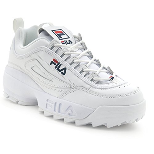 Fila Youth Disruptor II Sneaker,White/Navy/Red,5.5 M US Big Kid