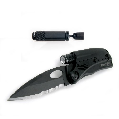 Tool Logic SLPB1 Slpro1 Tactical,Multifunction Folding Knife Plus Hands-Free Magnetic Flashlight And Signal Whistle, Black