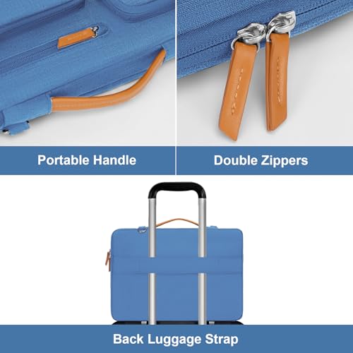 Image of MOSISO 360 Protective Laptop Shoulder Bag,15-15.6 inch Computer Bags Compatible with MacBook Pro 16 inch, HP, Dell, Lenovo, Asus Notebook,Side Open Messenger Bag with 4 Zipper Pockets, Cadet Blue