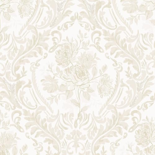 Ismoon Floral Peel and Stick Wallpaper Vintage Beige Contact Paper Boho Watercolor...