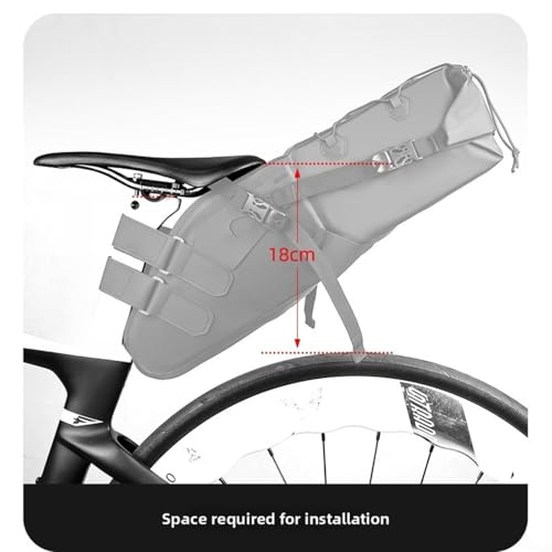 Sac de selle de vélo 10L imperméable extensible noir pour cyclisme voyage - 5