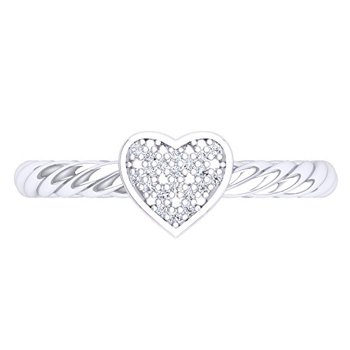 Dazzlingrock Collection 0.06 Carat (Ctw) Round White Diamond Ladies Bridal Heart Shaped Rope Style Promise Ring, Sterling Silver2