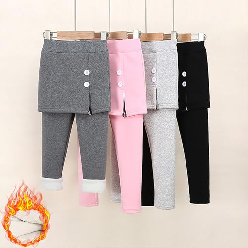 Kids Toddler Girls Winter Fleece Lined Leggings with Skirts Girl Elastic Waist Slimming Long Pants for Baby Girls4