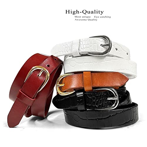 Women's Dress Skinny Fashion Belts Genuine Leather 3/4" (19mm) and 1" (25mm) wide4