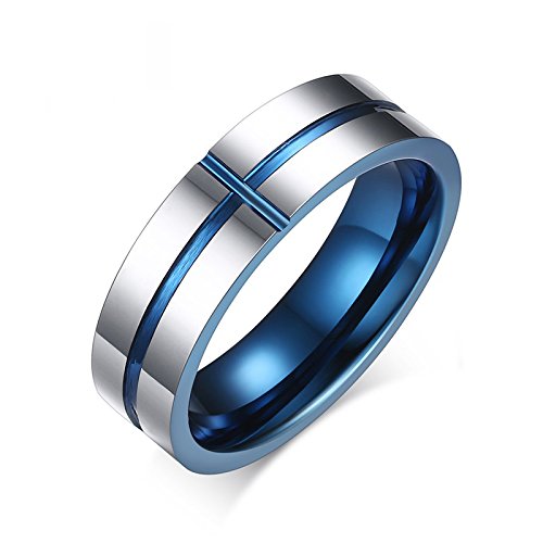 Asma Jewel House 100% Tungsten Carbide 6mm Wedding Band Blue Cross Design Ring for Men/Boys (B07D2DR99X) Amazon Price History, Amazon Price Tracker