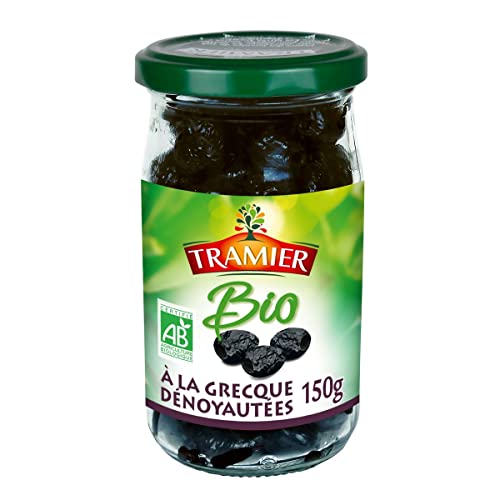 Lote de 3 unidades *** TRAMIER Aceitunas negras al griego, deshuesadas orgánicas, 150 g