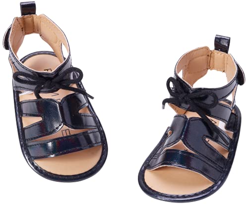 Rampage Baby Girls' Sandals - Leatherette Gladiator Sandals with Hook and Loop Straps, Size 3-6 Months, Black