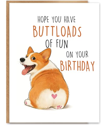 Bestmelo Funny Dog Birthday Card Corgi Birthday Card Dog Lover Birthday Gift Printed Inside with Kraft Envelope and Gold Seal Sticker