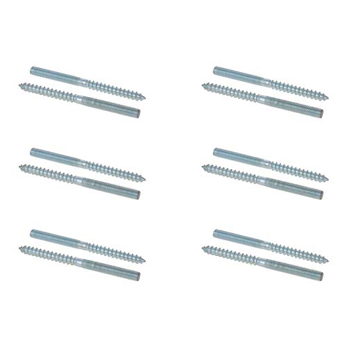 MroMax M6 x 80mm Hanger Bolts, Self Tapping Screw, 12Pcs