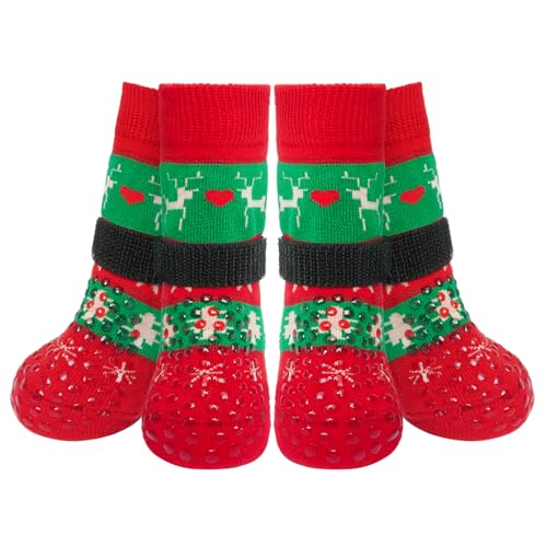 BEAUTYZOO - BEAUTYZOO Dog Socks to Prevent Licking Paws for Hardwood Floors Anti Slip, Dog Shoes Booties for Hot/Cold Pavement,Grippy Boots & Paw Protectors Traction Control for Small Medium Large Senior Dogs