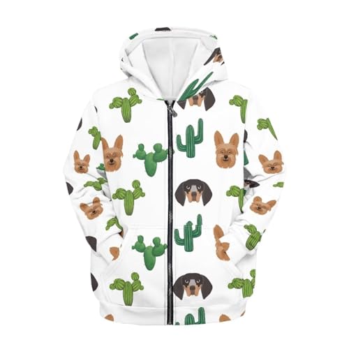 AmzPrint Axolotl Costume Kids Firls Boys Sky Blue Cute Cartoon Animal Print Fall Winter Salamander Zip Hoodie With Pockets