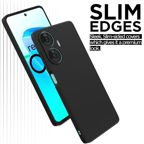 Image of Outlouders Back Cover for Realme Narzo N55 / Realme C55 | Camera Protection | Durable Soft Matte Silicone Bumper Case (Black)