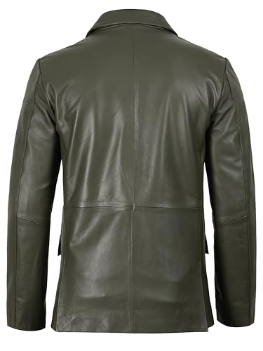 Image of fjackets Mens Leather Jacket - Real Lambskin Leather Blazer, Notched Collar Sport Coat for Men