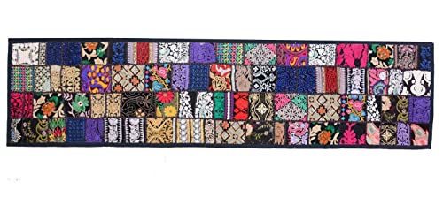 Ayodhya Art Décor Handmade Blue Table Runner Rajasthani Design Embroided Cotton Ethnic Runner Rajasthani Patchwork Table And Home Decor (72X16) 1 Peice #TOP1