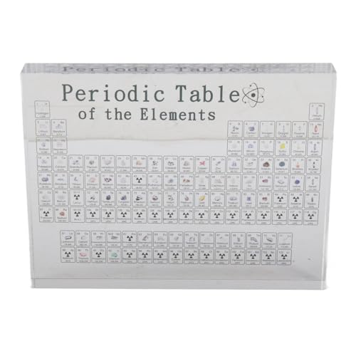 Image of Beufee Periodic Table with 103 Real Elements Inside, Clear Acrylic Real Chemical Elements Periodic Table for Classroom Teaching Tool