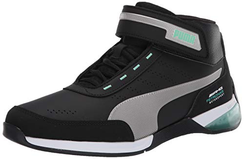 PUMA Men's Mercedes AMG Petronas Kart Cat X Mid Sneaker, Black Silver, 7.5 M US