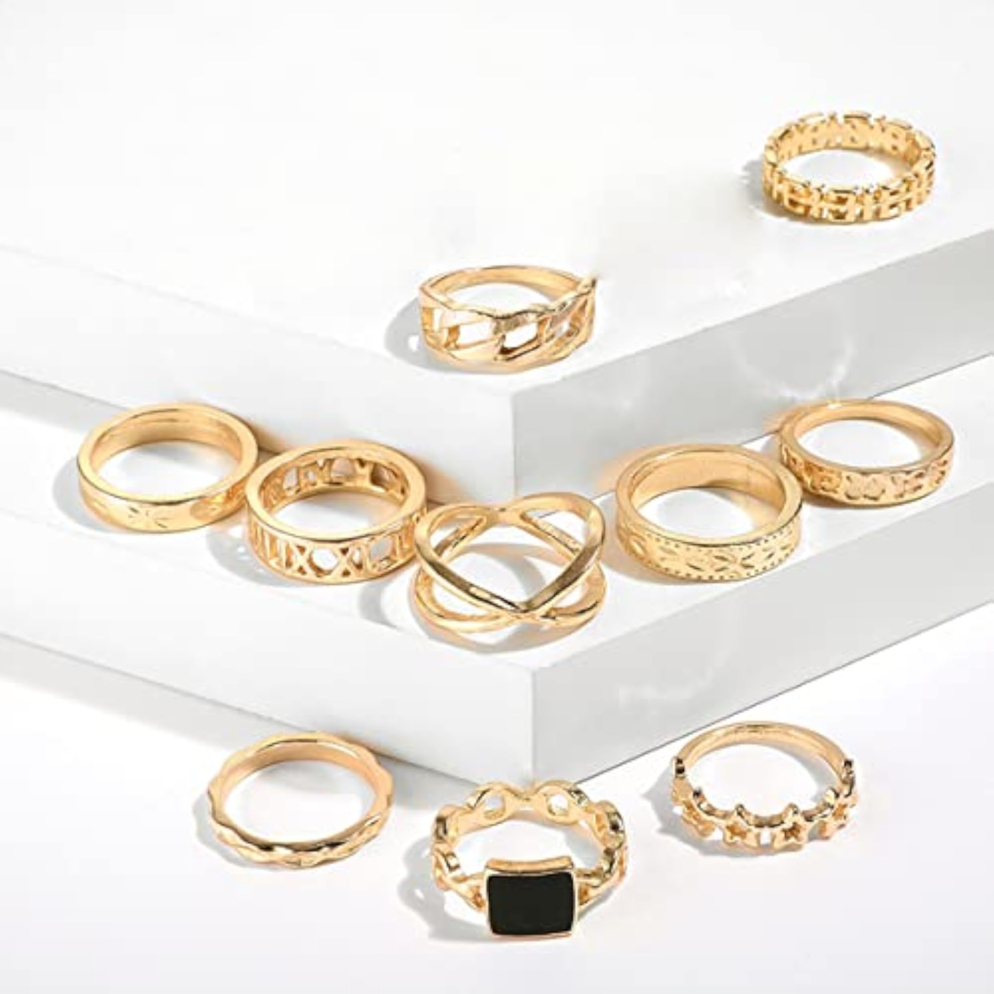 Plated Stackable Rings Set of 13
