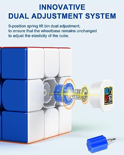 Image of CFMOUR Magnetic Speed Cube 3x3 - Stickerless Cubes with Stand, 48 Magnets | Moyu RS3M, Magic Cube, Fast Turning, Durable, Brain Teaser, Birthday Party Gift, 3D Puzzle, Travel Game for Teens and Adults