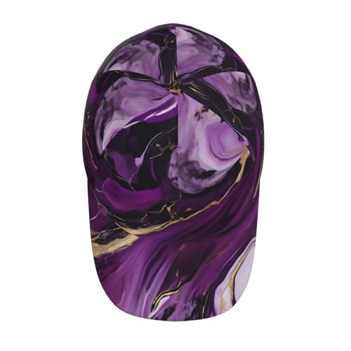 Casquette baseball marbre violet réglable avec trou queue de cheval - 4