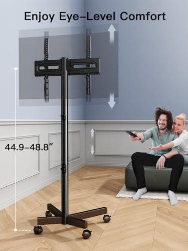 Image of PERLESMITH Rolling TV Stand for 23-62 Inch TVs, Outdoor Mobile TV Cart Holds up to 99 lbs, Portable TV Stand on Wheels for Bedroom and Living Room, Max VESA 400x400mm, PSTVMC04B-B