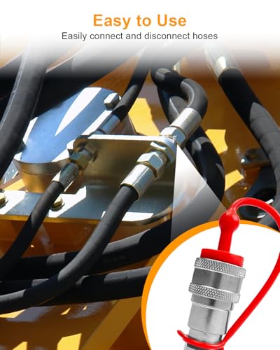 Image of Hydraulic Quick Connector with Dust Caps Fit for Dixon H Eaton HK Faster HNV, Couplings with 1 /4 Inch Body Size and 1 /4 Inch NPT, Fit for ISO 724-B