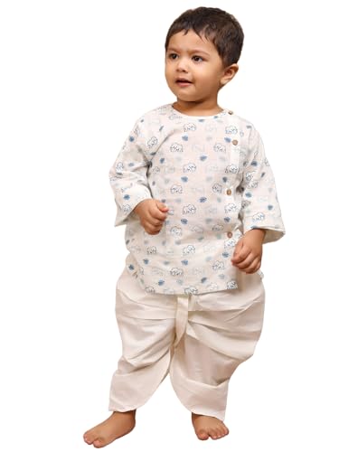 Image of POLKA TOTS 100% Cotton Elegant Traditional Dhoti Kurta Set for Baby Boys | Ultra-soft Cotton Ethnic Dress for Festivals and Weddings | Traditional Angrakha Dress for Kids Boys