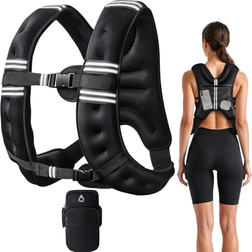 Image of Weighted Vest, 6lb /8lb /12lb /16lb /20lb /25lb /30lb Weight Vest with Reflective Stripe, for Men Women Workout Equipment for Strength Training, Running, Jogging, Fitness, Weight Loss