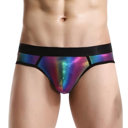 Mens Rainbow Boxer Briefs Sexy Thongs Underwear Striped Panties