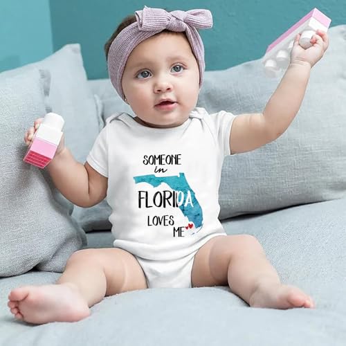 Someone In Florida Loves Me Baby Girls Boys Bodysuit Newborn onesie Short Sleeve Infant Romper 0-24 Months2
